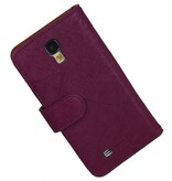 Washed Leather Bookstyle Case for Galaxy S4 i9500 Purple