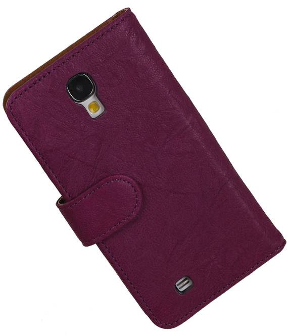 Washed Leather Bookstyle Case for Galaxy S4 i9500 Purple