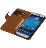 Washed Leer Bookstyle Hoes voor Galaxy S4 i9500 Paars