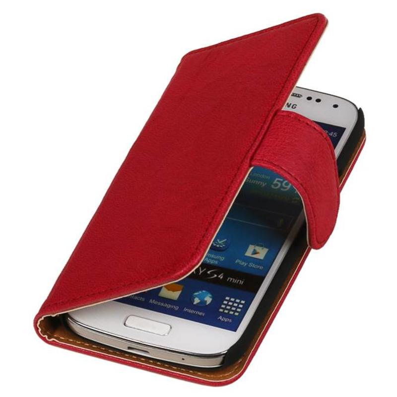 Washed Leather Bookstyle Case for Galaxy S4 mini i9190 Pink