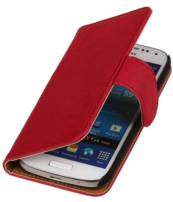 Washed Leather Bookstyle Case for Galaxy S4 mini i9190 Pink