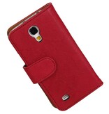 Vasket Læder Book Style Taske til Galaxy S4 mini i9190 Pink