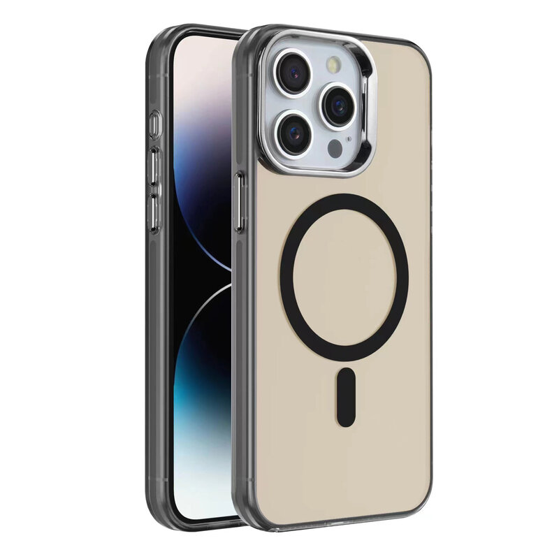 Coque rigide magnétique IMD Fashion Color pour iPhone 16 Pro Noir