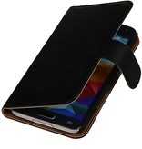 Gewaschenem Leder-Buch-Art-Fall für Galaxy Note N9000 3 Schwarz