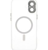 Étui Magsafe transparent mat avec protecteur d'appareil photo pour iPhone 16 blanc