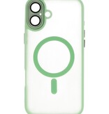 Coque Magsafe transparente mate avec protection d'appareil photo pour iPhone 16, vert