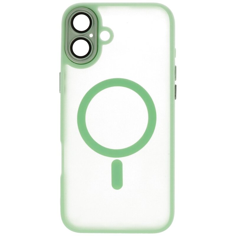 Funda Magsafe Transparente Mate con Protector de Cámara para iPhone 16 Verde