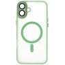 Custodia Magsafe opaca-trasparente con protezione per fotocamera per iPhone 16 verde