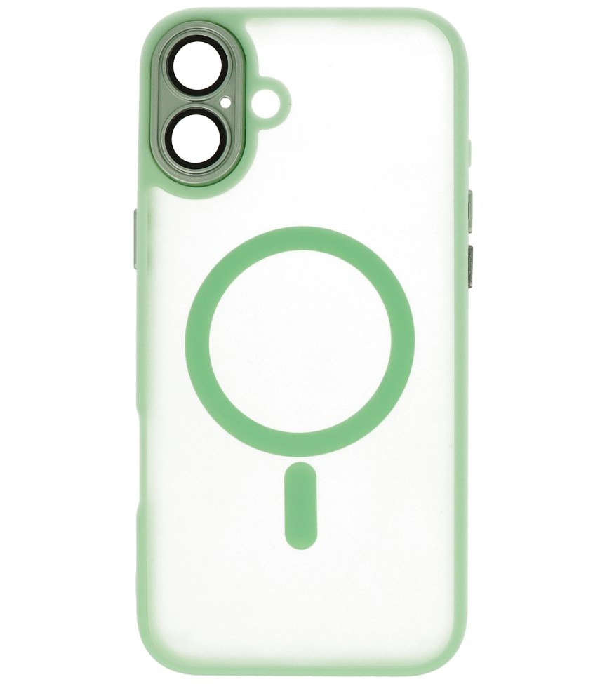 Coque Magsafe transparente mate avec protection d'appareil photo pour iPhone 16, vert