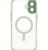 Coque Magsafe transparente mate avec protection d'appareil photo pour iPhone 16, vert