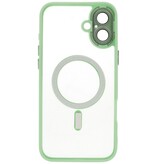 Custodia Magsafe opaca-trasparente con protezione per fotocamera per iPhone 16 verde