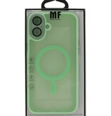 Coque Magsafe transparente mate avec protection d'appareil photo pour iPhone 16, vert