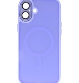 Coque Magsafe transparente mate avec protection d'appareil photo pour iPhone 16, violet