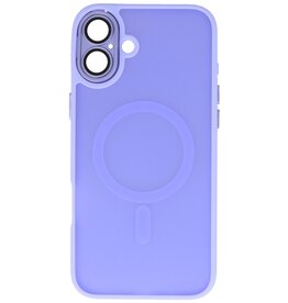 Coque Magsafe transparente mate avec protection d'appareil photo pour iPhone 16, violet