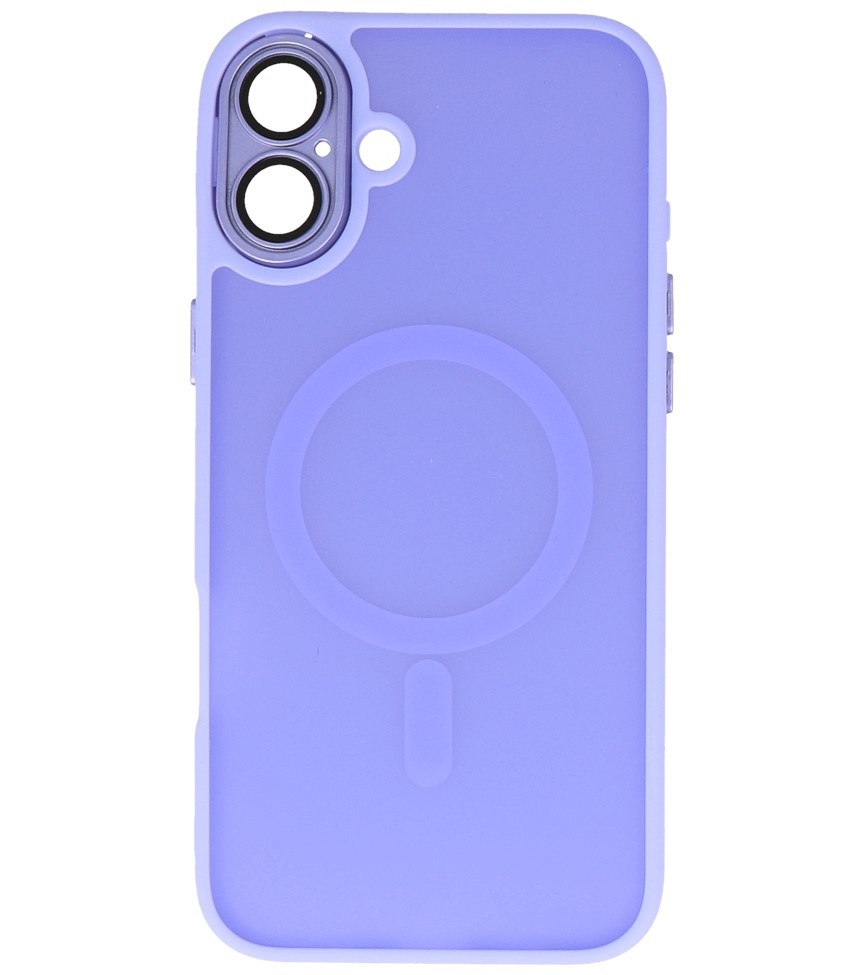 Coque Magsafe transparente mate avec protection d'appareil photo pour iPhone 16, violet