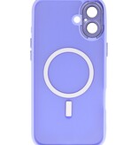 Coque Magsafe transparente mate avec protection d'appareil photo pour iPhone 16, violet