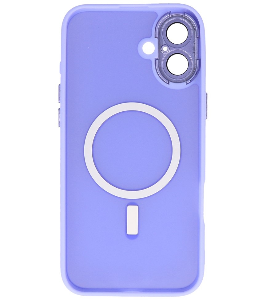 Coque Magsafe transparente mate avec protection d'appareil photo pour iPhone 16, violet