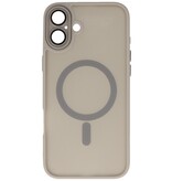 Matte-Transparent with Camera Protector Magsafe Case for iPhone 16 Gray