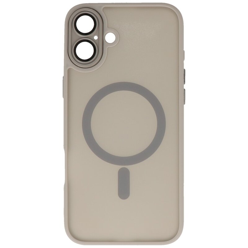 Funda Magsafe Transparente Mate con Protector de Cámara para iPhone 16 Gris