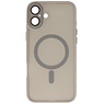 Matte-Transparent with Camera Protector Magsafe Case for iPhone 16 Gray