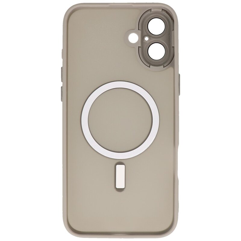 Funda Magsafe Transparente Mate con Protector de Cámara para iPhone 16 Gris