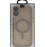 Custodia Magsafe opaca-trasparente con protezione per fotocamera per iPhone 16 grigia