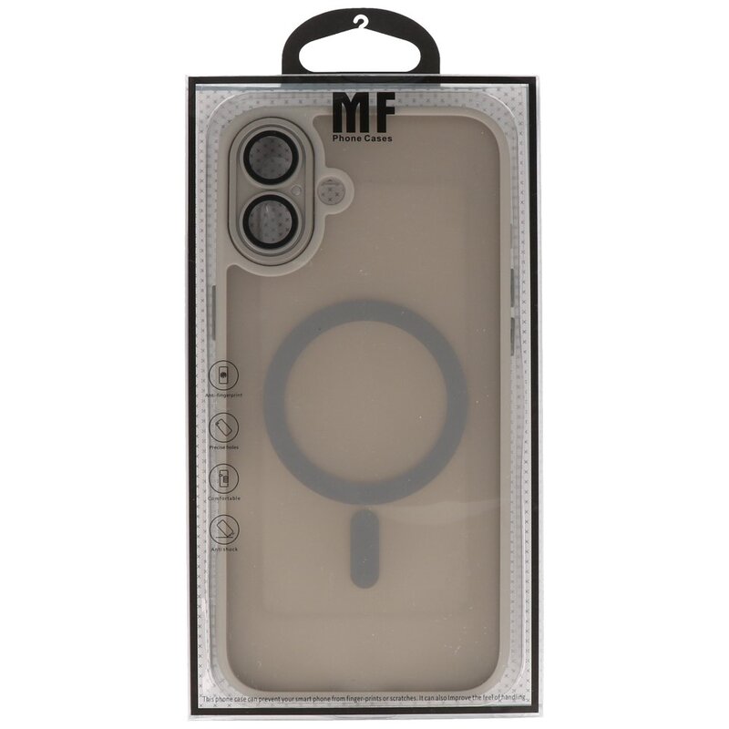 Funda Magsafe Transparente Mate con Protector de Cámara para iPhone 16 Gris
