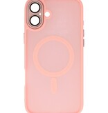 Custodia Magsafe opaca-trasparente con protezione per fotocamera per iPhone 16 rosa