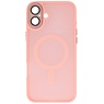 Custodia Magsafe opaca-trasparente con protezione per fotocamera per iPhone 16 rosa