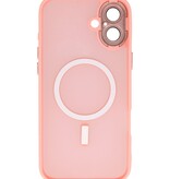 Custodia Magsafe opaca-trasparente con protezione per fotocamera per iPhone 16 rosa