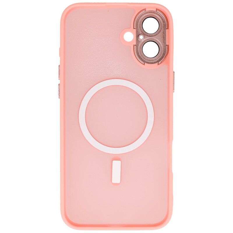 Funda Magsafe Transparente Mate con Protector de Cámara para iPhone 16 Rosa