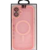 Custodia Magsafe opaca-trasparente con protezione per fotocamera per iPhone 16 rosa