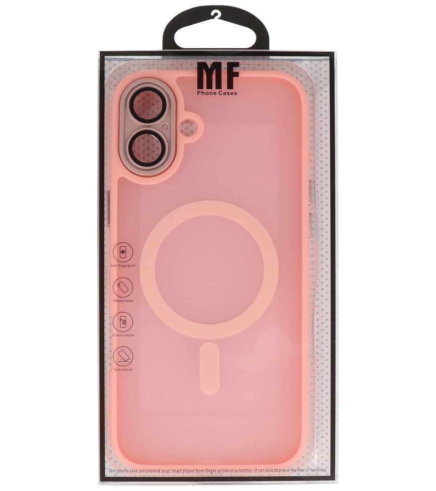 Funda Magsafe Transparente Mate con Protector de Cámara para iPhone 16 Rosa