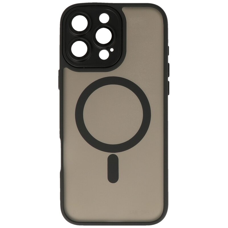 Coque Magsafe transparente mate avec protection d'appareil photo pour iPhone 16 Pro, noire