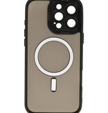 Custodia Magsafe opaca-trasparente con protezione per fotocamera per iPhone 16 Pro nera