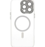 Custodia Magsafe opaca-trasparente con protezione per fotocamera per iPhone 16 Pro bianca