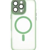 Coque Magsafe transparente mate avec protection d'appareil photo pour iPhone 16 Pro, vert