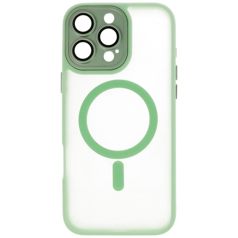 Funda Magsafe Transparente Mate con Protector de Cámara para iPhone 16 Pro Verde