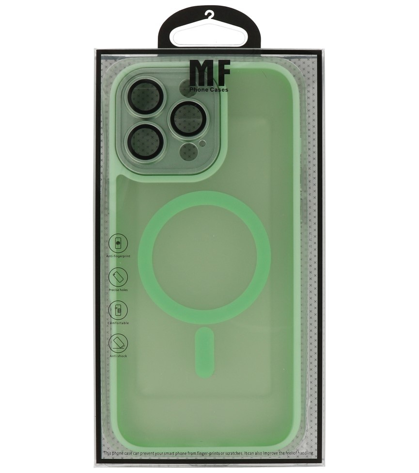 Coque Magsafe transparente mate avec protection d'appareil photo pour iPhone 16 Pro, vert