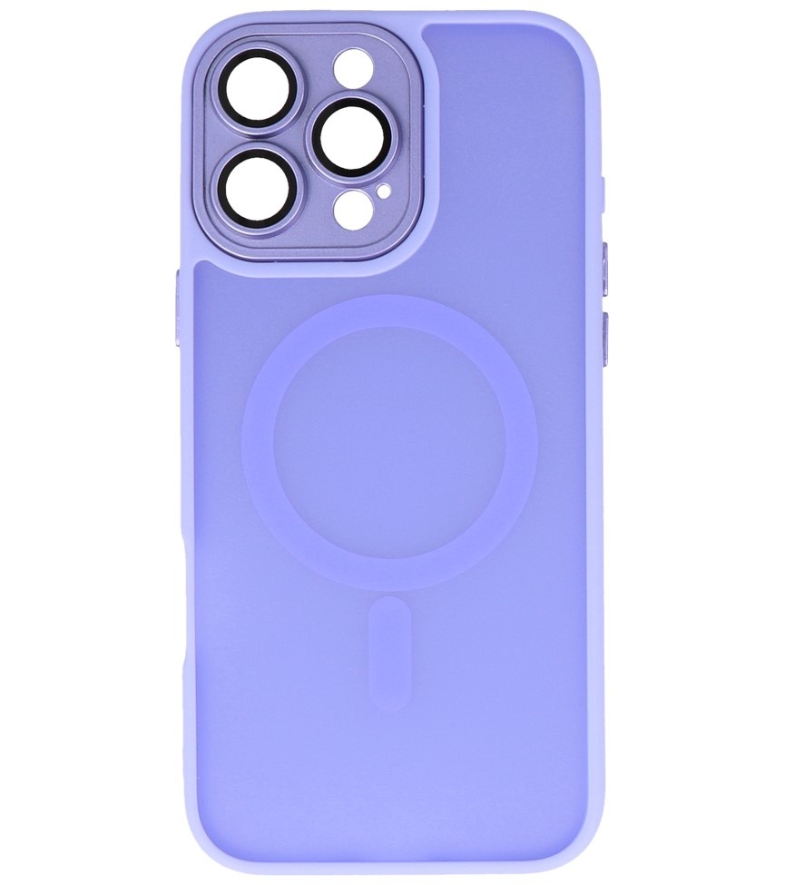 Coque Magsafe transparente mate avec protection d'appareil photo pour iPhone 16 Pro, violet