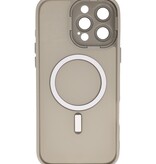 Coque Magsafe transparente mate avec protection d'appareil photo pour iPhone 16 Pro, gris