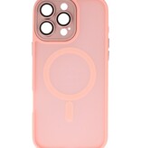 Coque Magsafe transparente mate avec protection d'appareil photo pour iPhone 16 Pro Rose