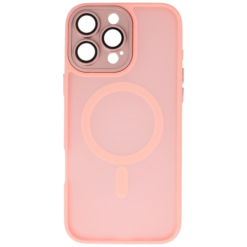 Matte-Transparent with Camera Protector Magsafe Case for iPhone 16 Pro Pink