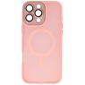 Coque Magsafe transparente mate avec protection d'appareil photo pour iPhone 16 Pro Rose