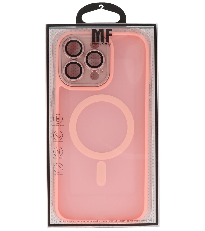 Coque Magsafe transparente mate avec protection d'appareil photo pour iPhone 16 Pro Rose