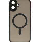 Custodia Magsafe opaca-trasparente con protezione per fotocamera per iPhone 16 Plus nera