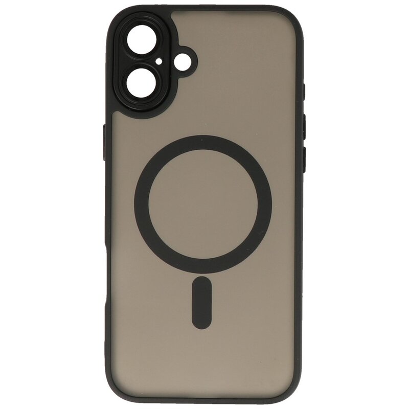 Étui Magsafe transparent mat avec protecteur d'appareil photo pour iPhone 16 Plus noir