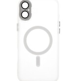 Funda Magsafe Transparente Mate con Protector de Cámara para iPhone 16 Plus Blanca