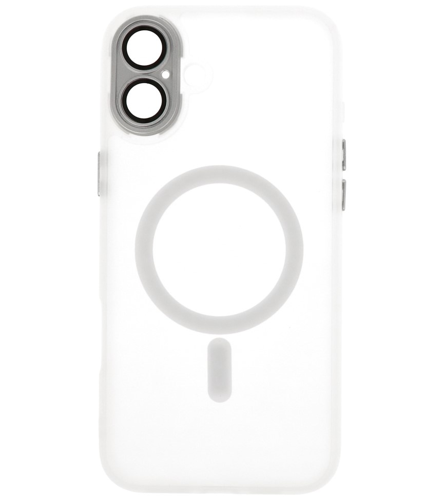 Funda Magsafe Transparente Mate con Protector de Cámara para iPhone 16 Plus Blanca