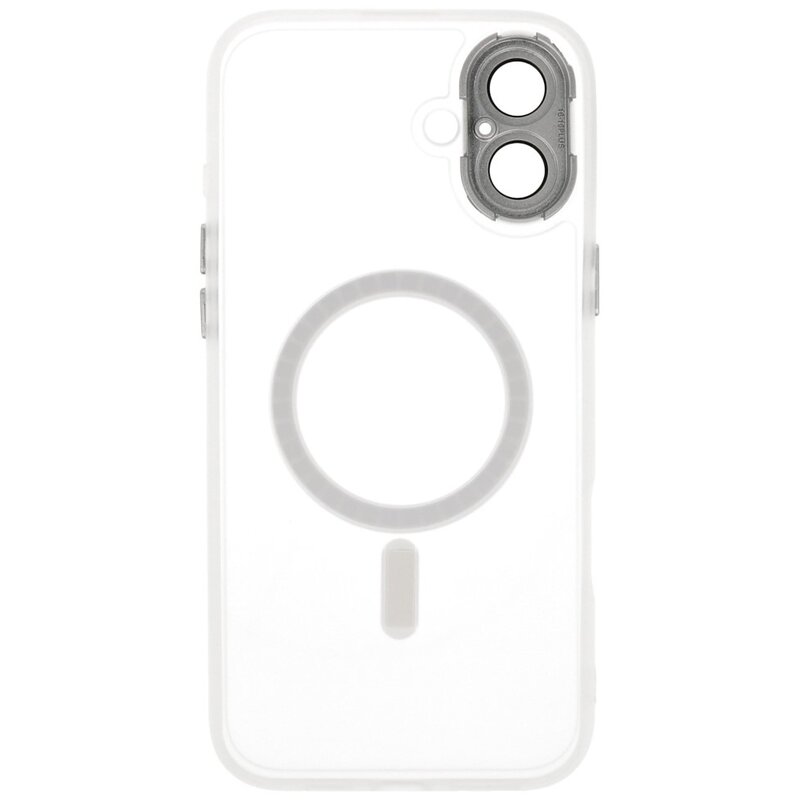Funda Magsafe Transparente Mate con Protector de Cámara para iPhone 16 Plus Blanca